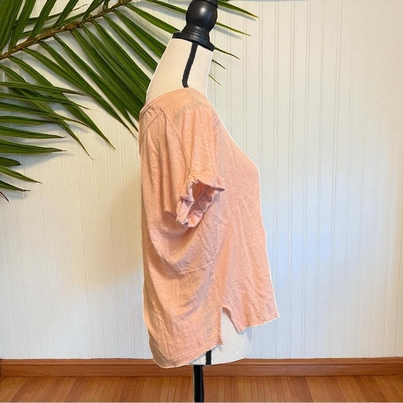 RAG & BONE Lottie Slub Knit Linen Tee – Pale Pink Peach – Raw Hem – XS - Picture 3 of 15
